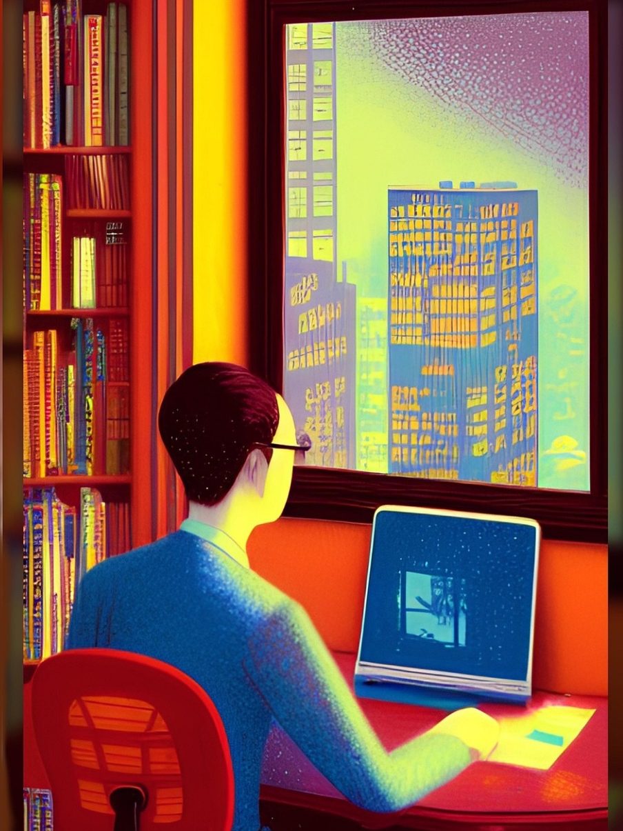 office, job, desk, internet, computer, business, urban, skyscraper, city, men, to study, painting, art